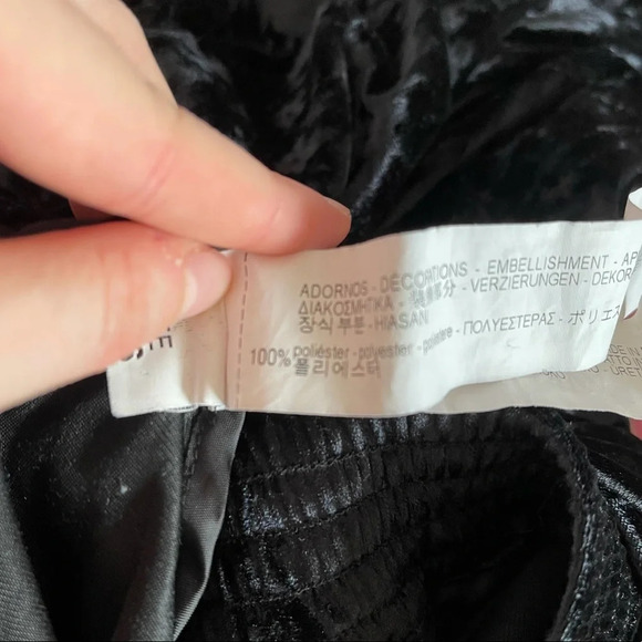 Zara Basic Black Striped Side High Rise Velvet Jogger Sweatpants Xsmall Women’s - Picture 9 of 10